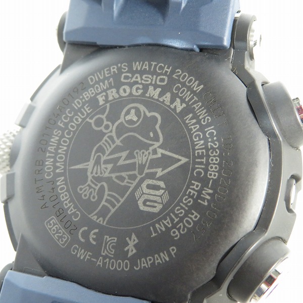 実際に弊社で買取させて頂いたG-SHOCK/Gショック MASTER OF G FROGMAN/フロッグマン Bluetooth 電波ソーラー GWF-A1000-1A2JFの画像 3枚目