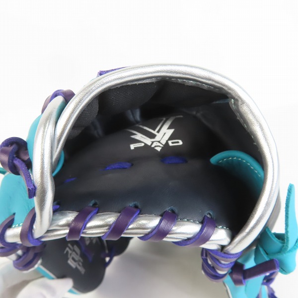 実際に弊社で買取させて頂いたローリングス HYPER Tech Color SYNC/ハイパーテック オールラウンド用 軟式 野球グローブ ネイビー×Mグリーン GR4HTCN55Wの画像 5枚目