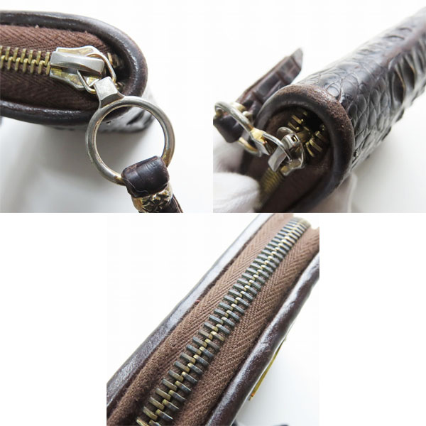実際に弊社で買取させて頂いた【ギャラ付】BWL/ビルウォールレザー COIN ZIPPER /CAIMAN BRAWN カイマンクロコ コインケース ゴールドプレート W966の画像 7枚目