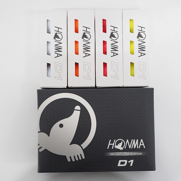 実際に弊社で買取させて頂いた【未使用】HONMA/ホンマ D1 DYNAMIC DISTANCE ゴルフボール ホワイト・マルチカラー 計2ダース の画像 3枚目