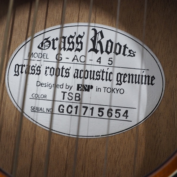 実際に弊社で買取させて頂いた★GrassRoots/グラスルーツ G-AC-45 TSB アコースティックギター/アコギ 薄型ボディ ソフトケース付の画像 4枚目