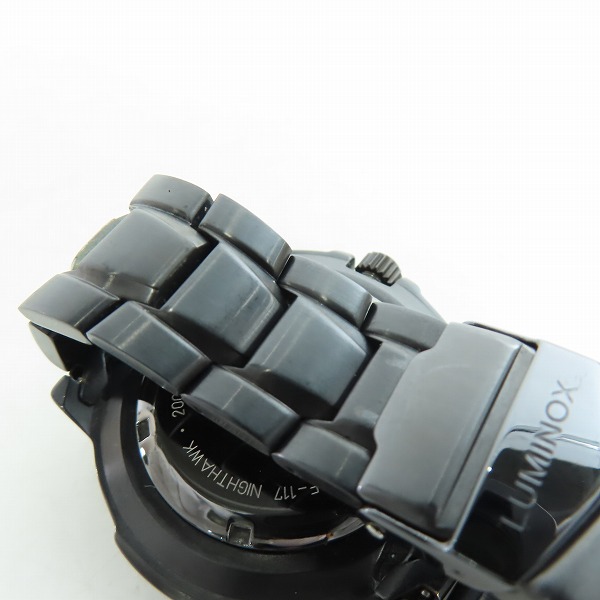 実際に弊社で買取させて頂いたLUMINOX/ルミノックス NIGHTHAWK/ナイトホーク F-117 クオーツ 黒文字盤 腕時計 3400 の画像 7枚目