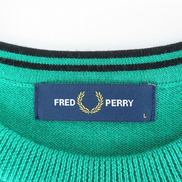 実際に弊社で買取させて頂いたFRED PERRY/フレッドペリー クルーネックセーター グリーン K7601/Lの画像 2枚目