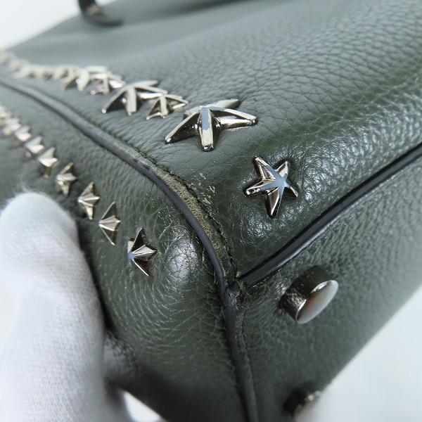 実際に弊社で買取させて頂いたJIMMY CHOO/ジミーチュウ ディーラン スタースタッズ レザー ハンドバッグ の画像 6枚目