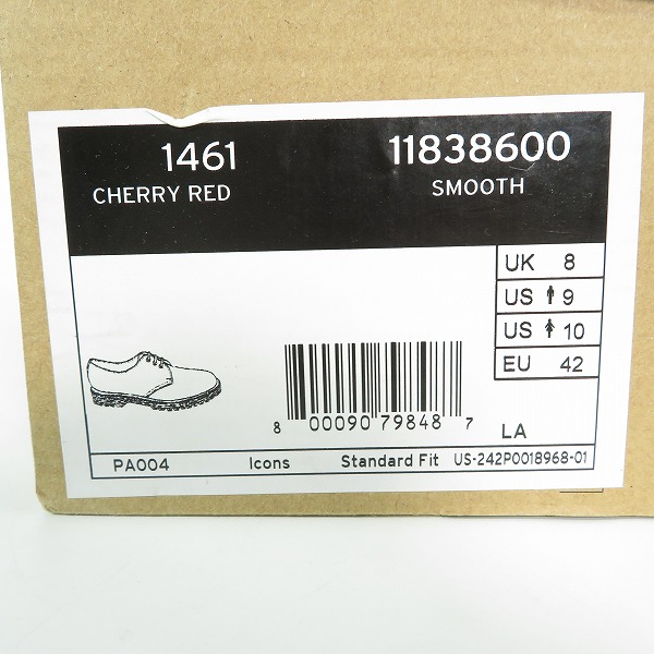 実際に弊社で買取させて頂いたDr.Martens/ドクターマーチン 3EYE SHOE/3ホールブーツ 1461 チェリーレッド 11838600 UK8の画像 9枚目