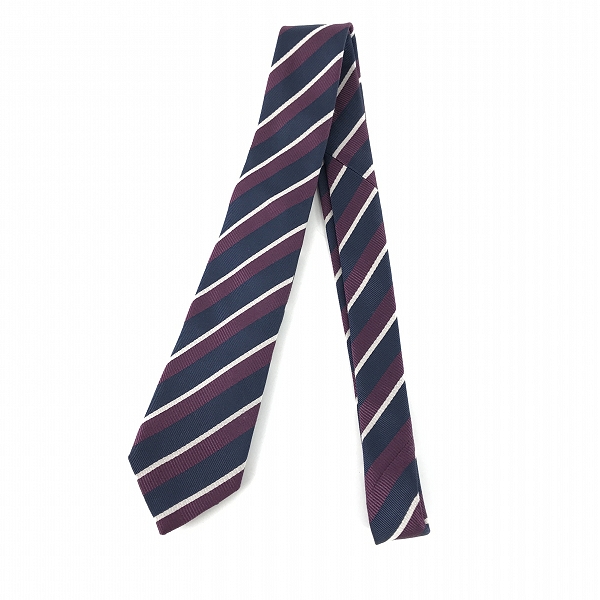 実際に弊社で買取させて頂いた【JPタグ】GUCCI/グッチ ネクタイ 現行タグ シルク ストライプ レジメンタル ロゴ 蜂