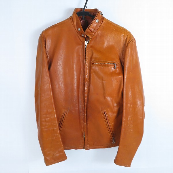 実際に弊社で買取させて頂いたSchott/ショット シングル ライダース ジャケット レザー USA製  TALONジップ/ライナー付き