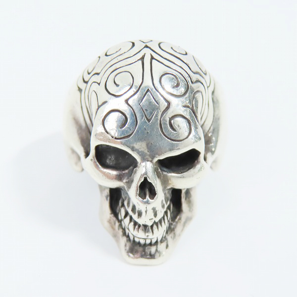 実際に弊社で買取させて頂いたCRAZY PIG DESIGNS/クレイジーピッグ エングレーブスカルリング 24.5-25.5号の画像 1枚目