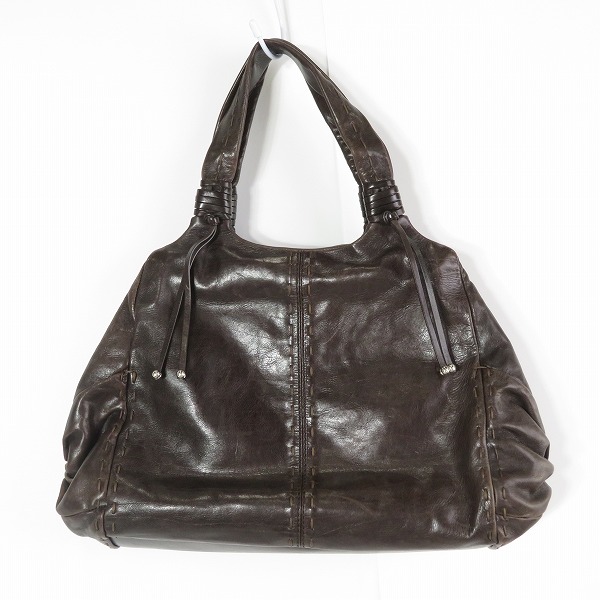 実際に弊社で買取させて頂いたTOD'S/トッズ レザー ハンドバッグ ダークブラウンの画像 1枚目