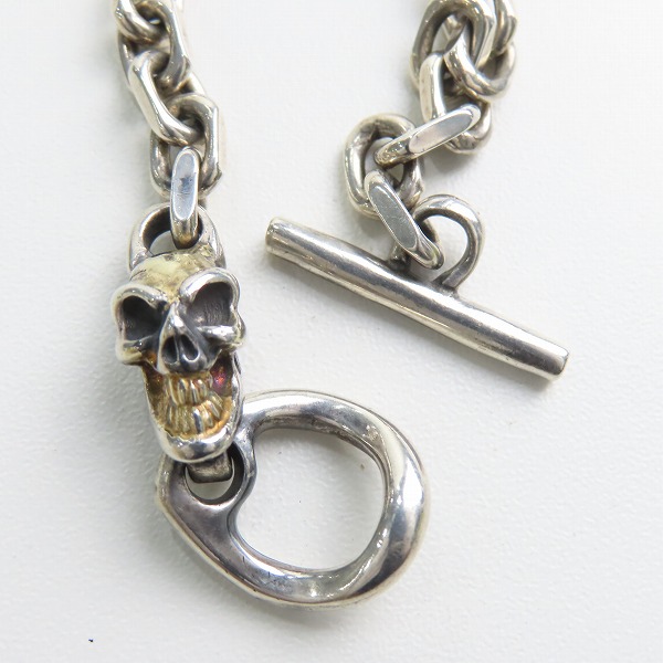 実際に弊社で買取させて頂いた【ギャラ付】BWL/ビルウォールレザー グッドラックスカルカスタム w/ゴールドサダー スクエアチェーンブレスレットの画像 4枚目