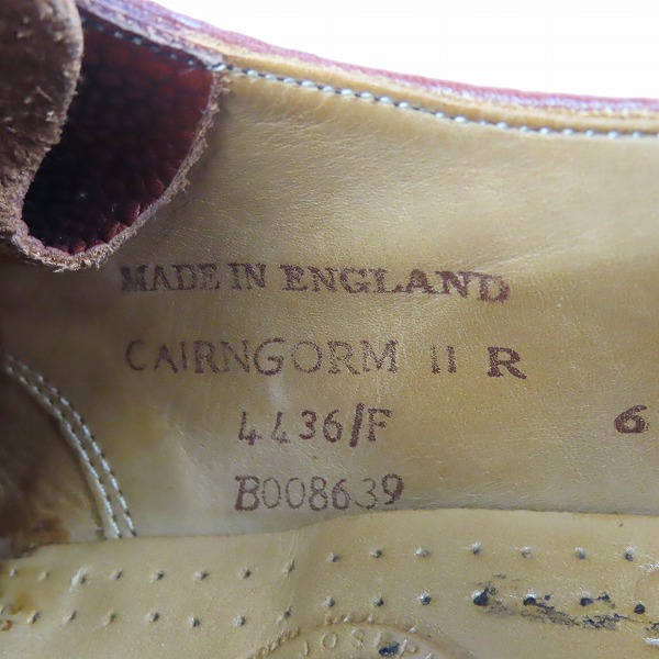 実際に弊社で買取させて頂いたJOSEPH CHEANEY＆SONS/ジョセフチーニー CAIRNGORM II R/ケンゴン2 オックスフォード キャップトゥ レザーシューズ B008639/6.0の画像 5枚目