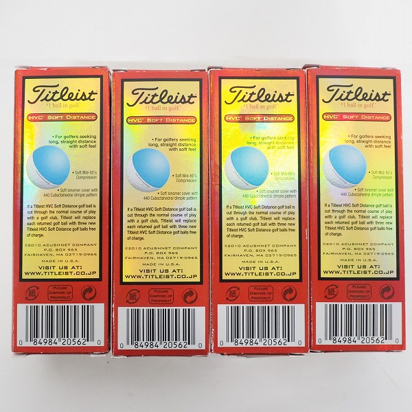 実際に弊社で買取させて頂いた【未使用】Titleist/タイトリスト HVC SOFT DISTANCE ゴルフボール ホワイト 1ダースの画像 4枚目
