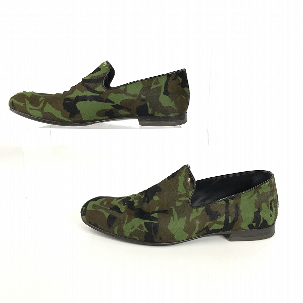 実際に弊社で買取させて頂いたJIMMY CHOO/ジミーチュウ 迷彩 カモフラ柄 ハラコ スリッポンシューズ/42の画像 4枚目