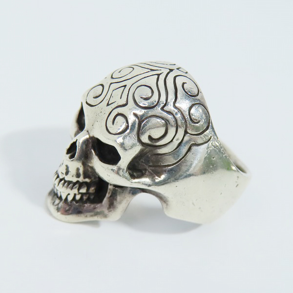 実際に弊社で買取させて頂いたCRAZY PIG DESIGNS/クレイジーピッグ エングレーブスカルリング 24.5-25.5号