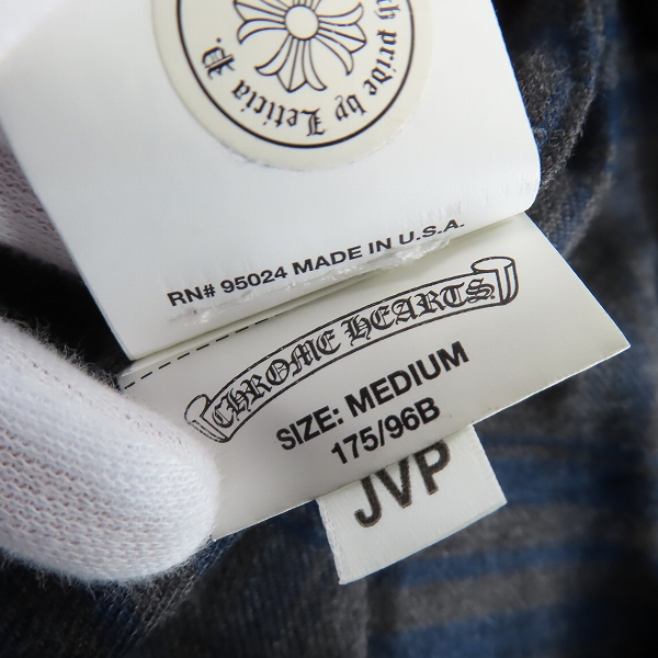 実際に弊社で買取させて頂いた【JPタグ】CHROME HERATS/クロムハーツ ダガー ボールジップ ネルシャツ Mの画像 5枚目