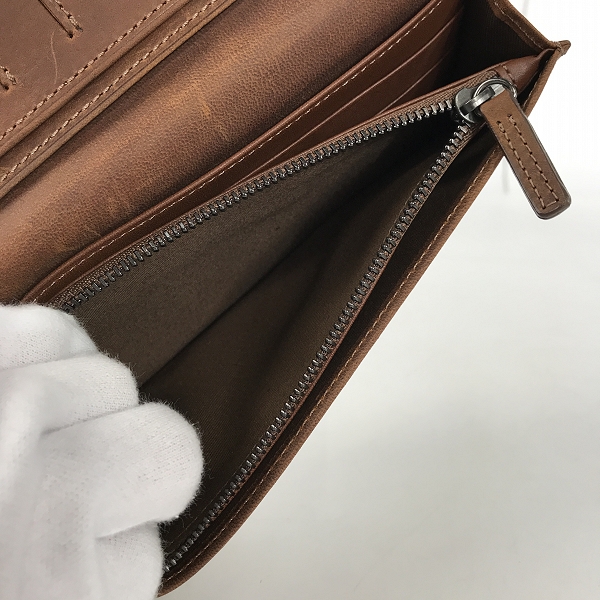 実際に弊社で買取させて頂いた土屋鞄 オリジンオイルヌメ　ロングウォレット/長財布　かぶせ式 牛革レザー ブラウン　の画像 6枚目