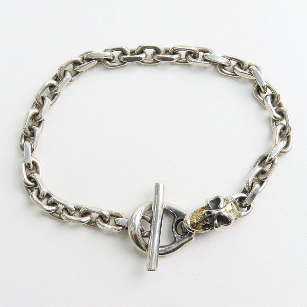 実際に弊社で買取させて頂いた【ギャラ付】BWL/ビルウォールレザー グッドラックスカルカスタム w/ゴールドサダー スクエアチェーンブレスレットの画像 1枚目