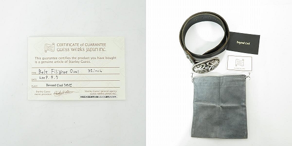 実際に弊社で買取させて頂いた【ギャラ付】STANLEY GUESS/スタンリーゲス Belt Filigree Oval オーバルフィリグリーバックル レザーベルト/31の画像 9枚目