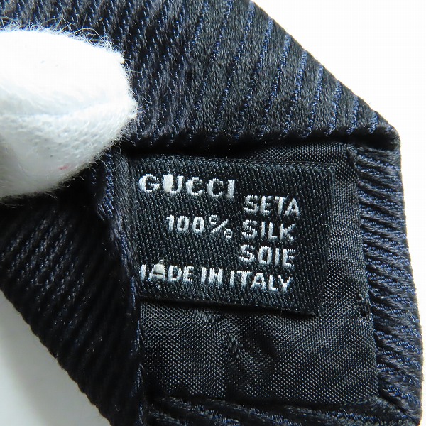 実際に弊社で買取させて頂いたGUCCI/グッチ GGロゴ 斜線柄 シルクネクタイ の画像 5枚目