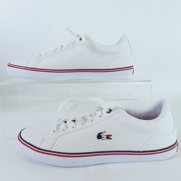 実際に弊社で買取させて頂いたLACOSTE/ラコステ ローカット スニーカー CAMO148 ホワイト UK7.5の画像 3枚目