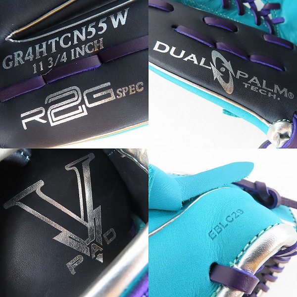 実際に弊社で買取させて頂いたRawlings/ローリングス 軟式/オールラウンド用 ハイパーテックカラーシンク グラブ/グローブ GR4HTCN55W の画像 6枚目