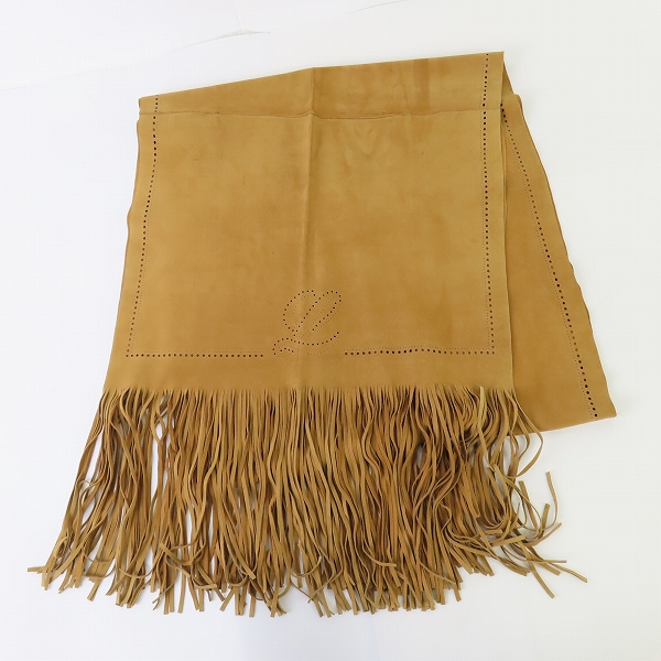 実際に弊社で買取させて頂いたLOEWE/ロエベ スエード パンチングレザー フリンジ ストール