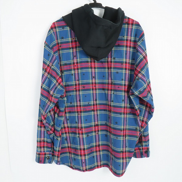 実際に弊社で買取させて頂いたuniform experiment/ユニフォームエクスペリメント 21AW スターフランネルチェックフーデッドシャツ UE-212037/2の画像 1枚目