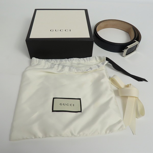 実際に弊社で買取させて頂いたGUCCI/グッチ シグネチャーレザースクエアバックルベルト 403941の画像 7枚目