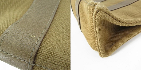 実際に弊社で買取させて頂いたHERMES/エルメス サックアーネ PM ハンドバッグ キャンバス×レザーの画像 9枚目