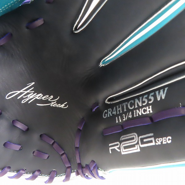 実際に弊社で買取させて頂いたローリングス HYPER Tech Color SYNC/ハイパーテック オールラウンド用 軟式 野球グローブ ネイビー×Mグリーン GR4HTCN55Wの画像 7枚目