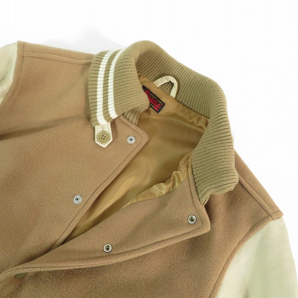 実際に弊社で買取させて頂いたBEAMS/ビームス 袖牛革 スタジャン BMJ-272-BMS061-3/11-18-0245-202 /Lの画像 4枚目