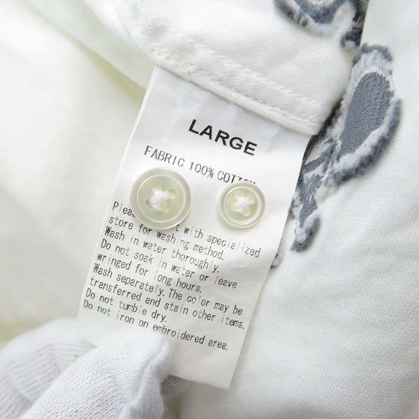 実際に弊社で買取させて頂いたSTUSSY×mastermind/ステューシー×マスターマインド スカル刺繍 長袖シャツ/Lの画像 3枚目