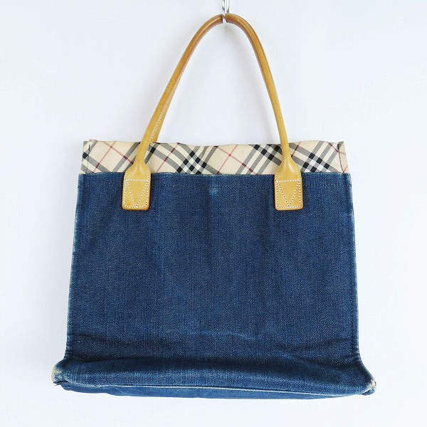 実際に弊社で買取させて頂いたBURBERRY BLUE LABEL/バーバリーブルーレーベル チェック デニム トートバッグの画像 1枚目