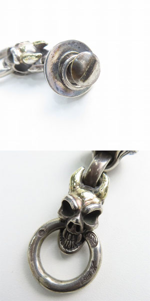 実際に弊社で買取させて頂いた【ギャラ付】BWL/Bill Wall Leather/ビルウォールレザー W-RING ホーングッドラックスカル w/ゴールドサダー ウォレットリングの画像 7枚目