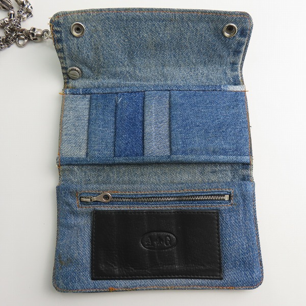 実際に弊社で買取させて頂いたA&G/エーアンドジー デニム ウォレット 三つ折り財布/スカル ウォレットチェーンの画像 4枚目