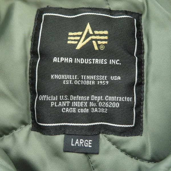 実際に弊社で買取させて頂いた【難有り】ALPHA INDUSTRIES/アルファインダストリーズ フライトジャケット 20302-121/Lの画像 2枚目