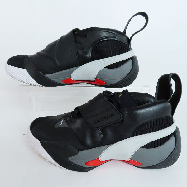 実際に弊社で買取させて頂いたPuma x Balmain/プーマ × バルマン Court Black High Risk Red バスケットボールシューズ 195683-01/27の画像 3枚目