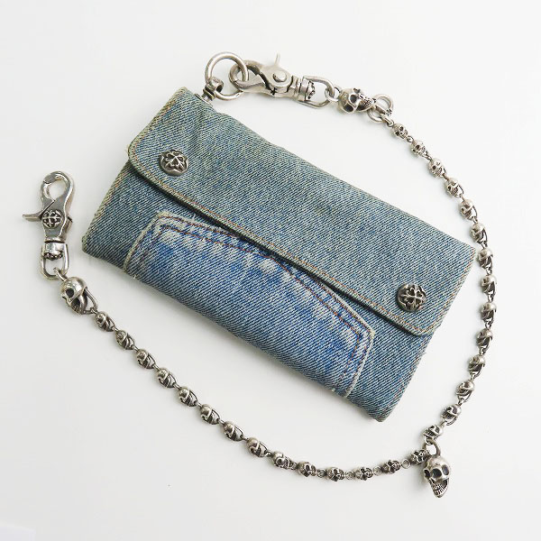 実際に弊社で買取させて頂いたA&G/エーアンドジー デニム ウォレット 三つ折り財布/スカル ウォレットチェーン