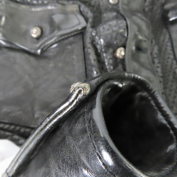 実際に弊社で買取させて頂いたBACKLASH/バックラッシュ ジャパンステアー 製品染め パンチング レザーシャツ 1499-01/1(S)の画像 5枚目