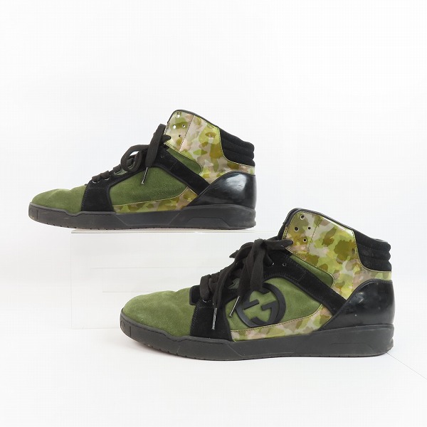 実際に弊社で買取させて頂いたGUCCI/グッチ 迷彩/カモフラ ハイカットスニーカー 342034 9.5の画像 3枚目