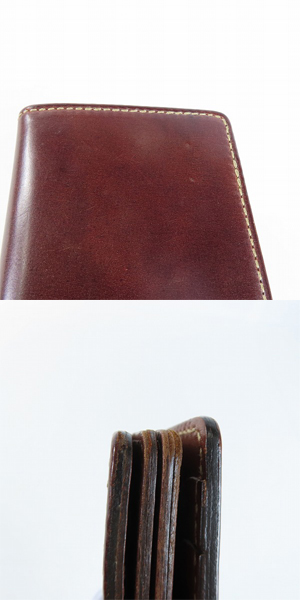 実際に弊社で買取させて頂いたFUNNY/ファニー CORDOVAN/コードバン ぼかし染め 長財布 ベージュステッチの画像 9枚目