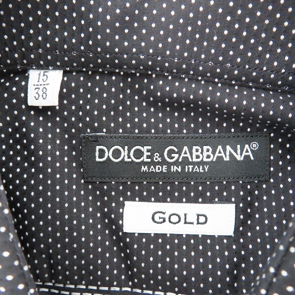 実際に弊社で買取させて頂いたDOLCE&GABBANA/ドルチェ&ガッバーナ/ドルガバ GOLD ドット柄長袖シャツ/G5664T/15/38の画像 2枚目