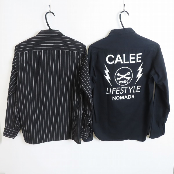 実際に弊社で買取させて頂いたCALEE/キャリー ストライプ/背面プリント 長袖シャツ 2点セットの画像 1枚目