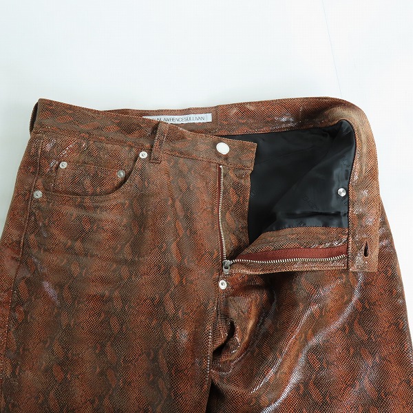 実際に弊社で買取させて頂いたJOHN LAWRENCE SULLIVAN/ジョンローレンスサリバン パイソン柄 豚革 レザーパンツ 2A013-0321-45/46の画像 2枚目