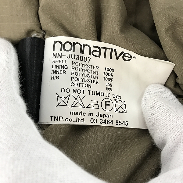 実際に弊社で買取させて頂いたnonnative/ノンネイティブ TROOPER PUFF JACKET 中綿ジャケット/ブルゾン NN-JU3007 1の画像 3枚目