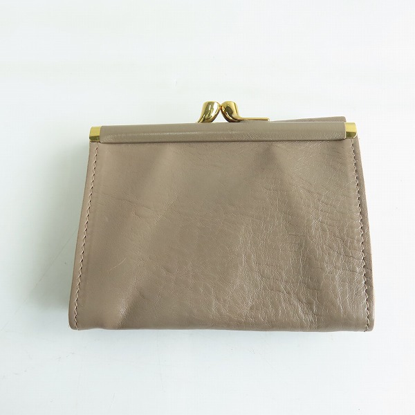 実際に弊社で買取させて頂いたIL BISONTE/イルビゾンテ レザー がま口 二つ折り財布/ウォレット グレー系 54192-3-04440の画像 1枚目