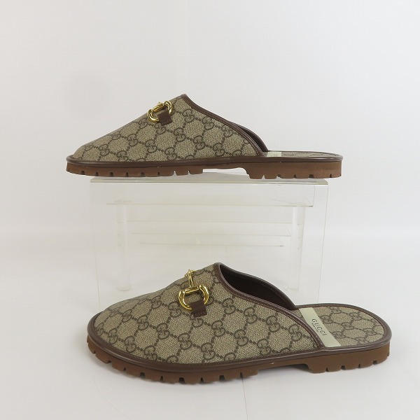 実際に弊社で買取させて頂いたGUCCI/グッチ GGスプリーム ホースビット キャンバス スリッパ/サンダル 655571/10の画像 3枚目