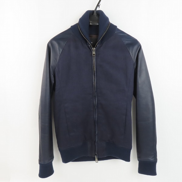 実際に弊社で買取させて頂いたAKM/エイケイエム linen lamb full zip stadium/袖レザー ショールカラー スタジャン B262/M