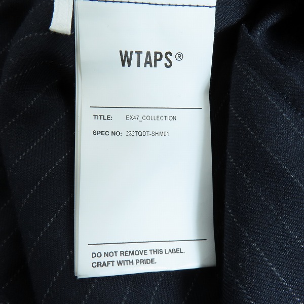 実際に弊社で買取させて頂いたWTAPS/ダブルタップス ストライプ ツイルテキスタイルオーバーサイズ長袖シャツ 232TQDT-SHM01/01の画像 3枚目