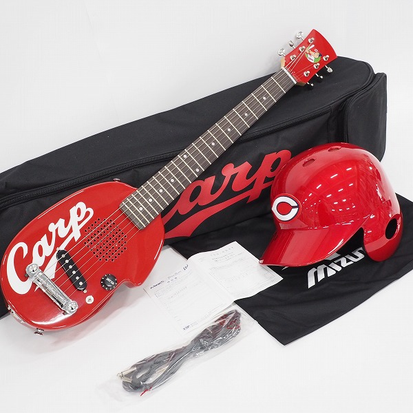 実際に弊社で買取させて頂いた★【美品】Carp Guitar 2nd Red 広島カープ ヘルメットギター アンプ内蔵エレキギター ソフトケース付